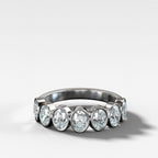 Midi Bezel Set Halfway Wedding Band With Oval Cuts