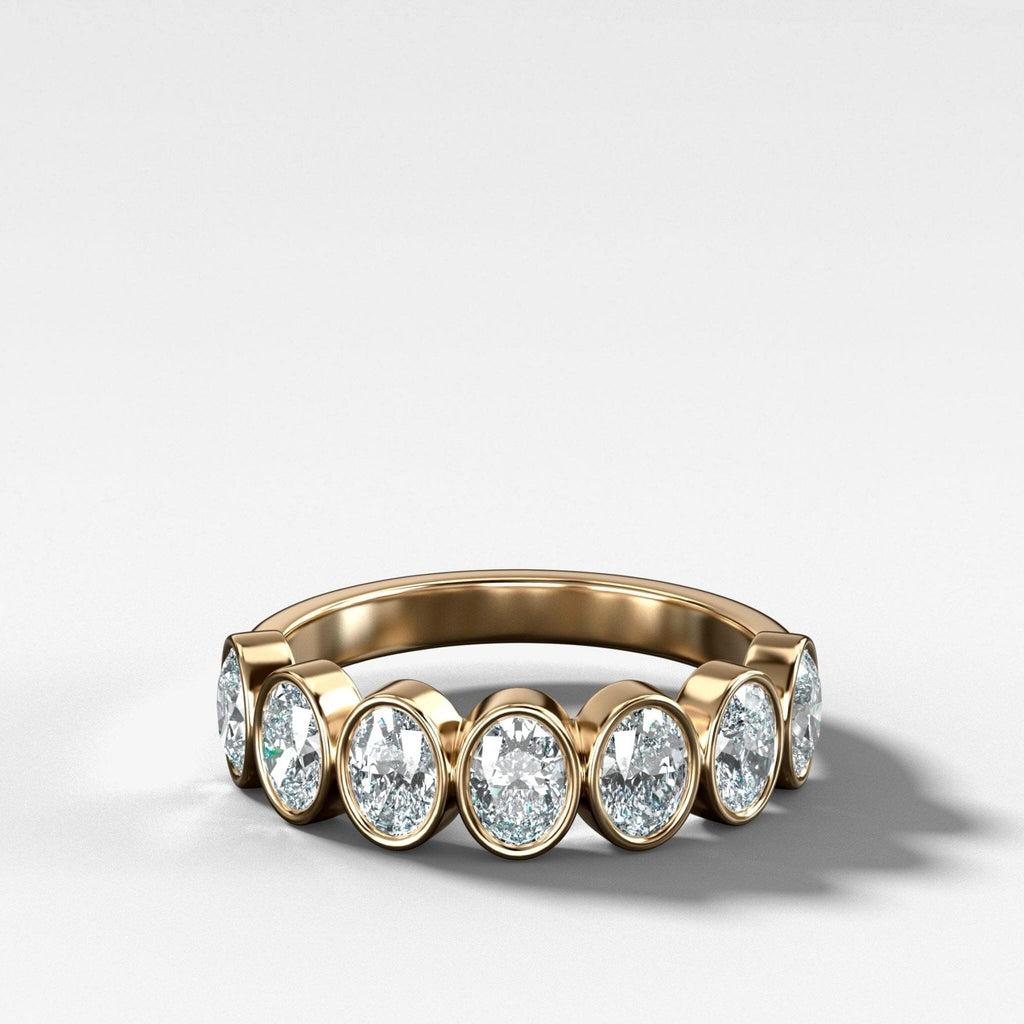 Midi Bezel Set Halfway Wedding Band With Oval Cuts