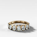 Midi Bezel Set Halfway Wedding Band With Oval Cuts