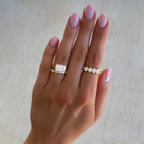 Midi Bezel Set Halfway Wedding Band With Oval Cuts