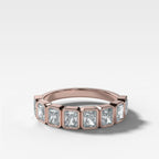 Midi Bezel Set Halfway Wedding Band With Radiant Cuts
