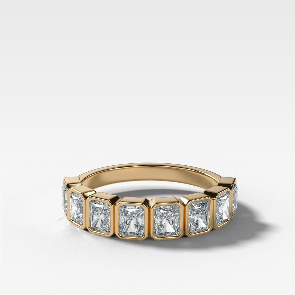 Midi Bezel Set Halfway Wedding Band With Radiant Cuts