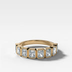 Midi Bezel Set Halfway Wedding Band With Radiant Cuts