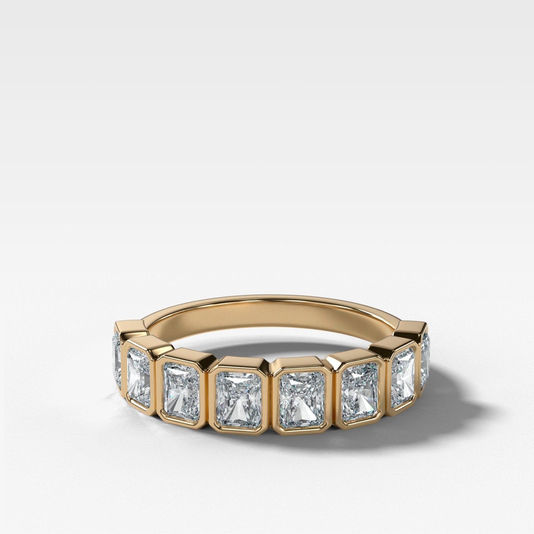 Midi Bezel Set Halfway Wedding Band With Radiant Cuts