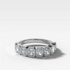 Midi Bezel Set Halfway Wedding Band With Radiant Cuts