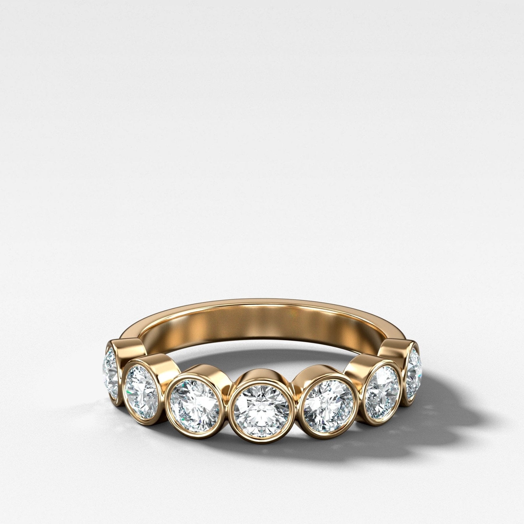 Midi Bezel Set Halfway Wedding Band With Round Cuts Main image