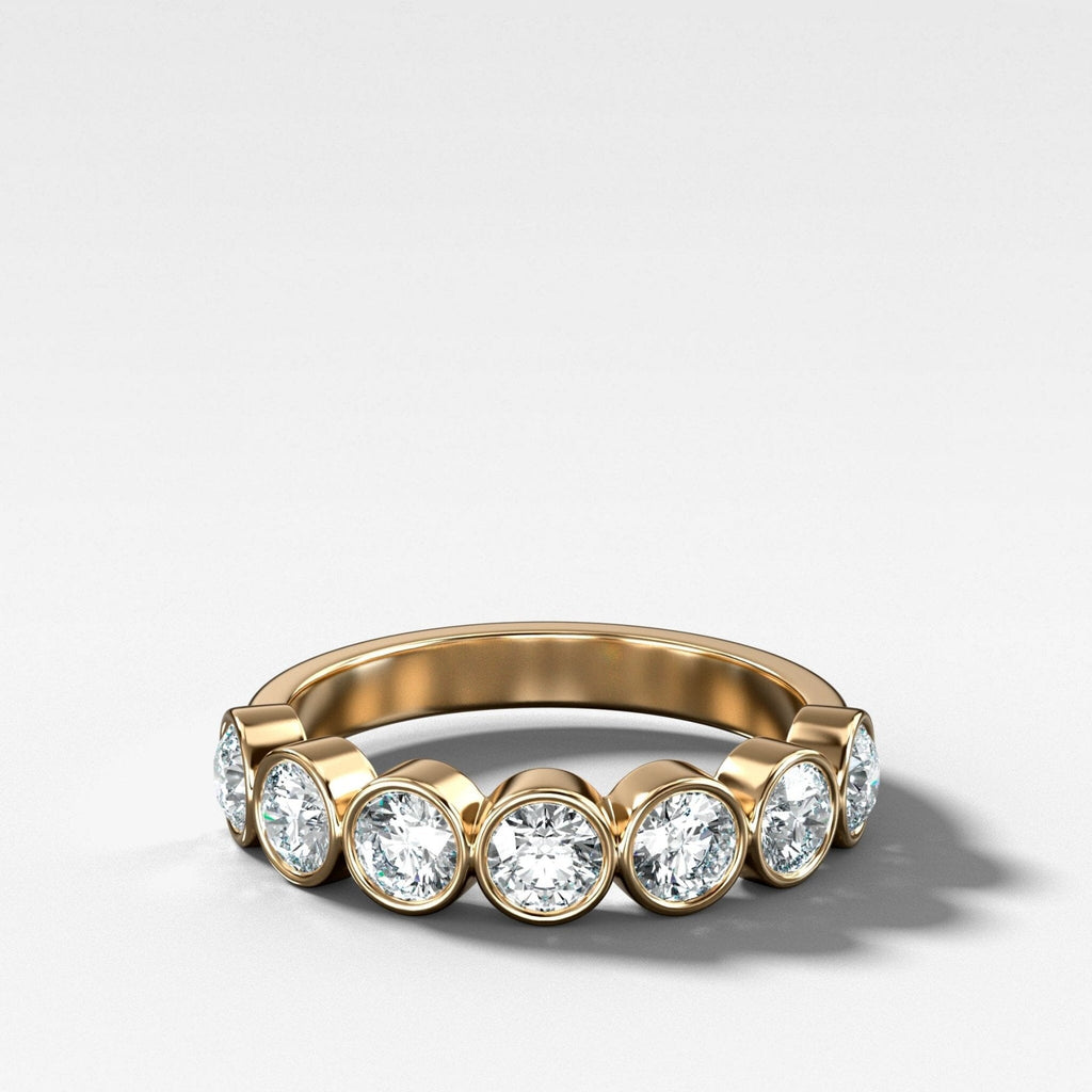 Midi Bezel Set Halfway Wedding Band With Round Cuts