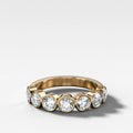 Midi Bezel Set Halfway Wedding Band With Round Cuts