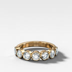 Midi Bezel Set Halfway Wedding Band With Round Cuts