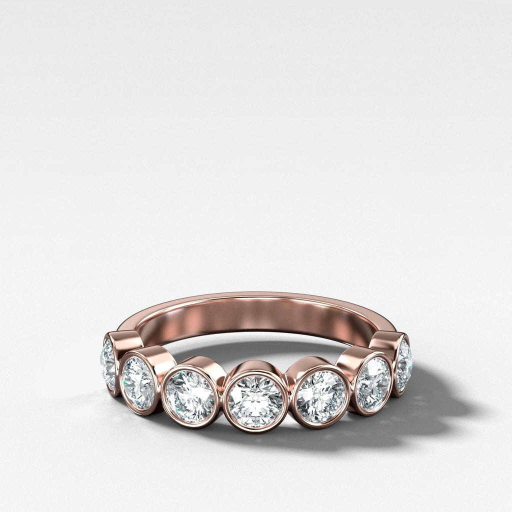 Midi Bezel Set Halfway Wedding Band With Round Cuts