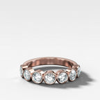 Midi Bezel Set Halfway Wedding Band With Round Cuts