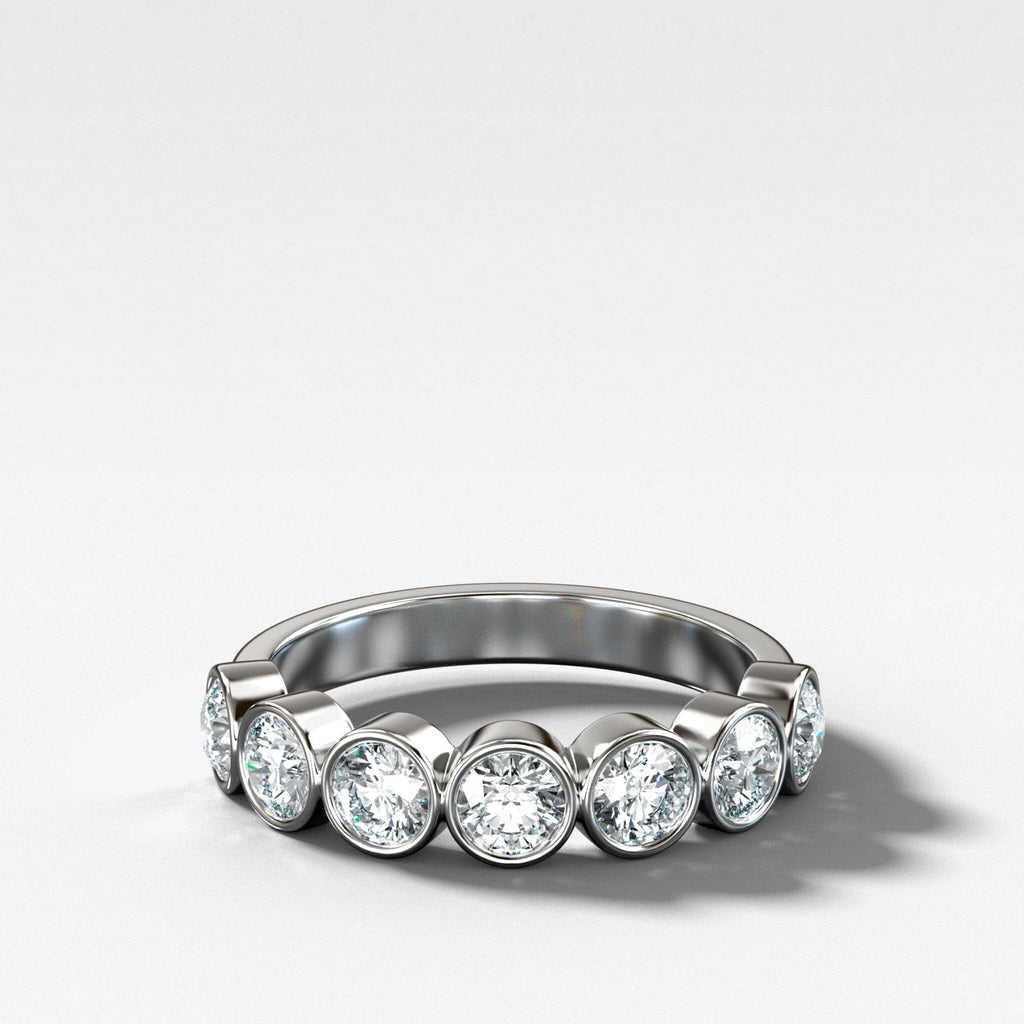 Midi Bezel Set Halfway Wedding Band With Round Cuts