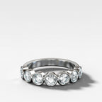 Midi Bezel Set Halfway Wedding Band With Round Cuts