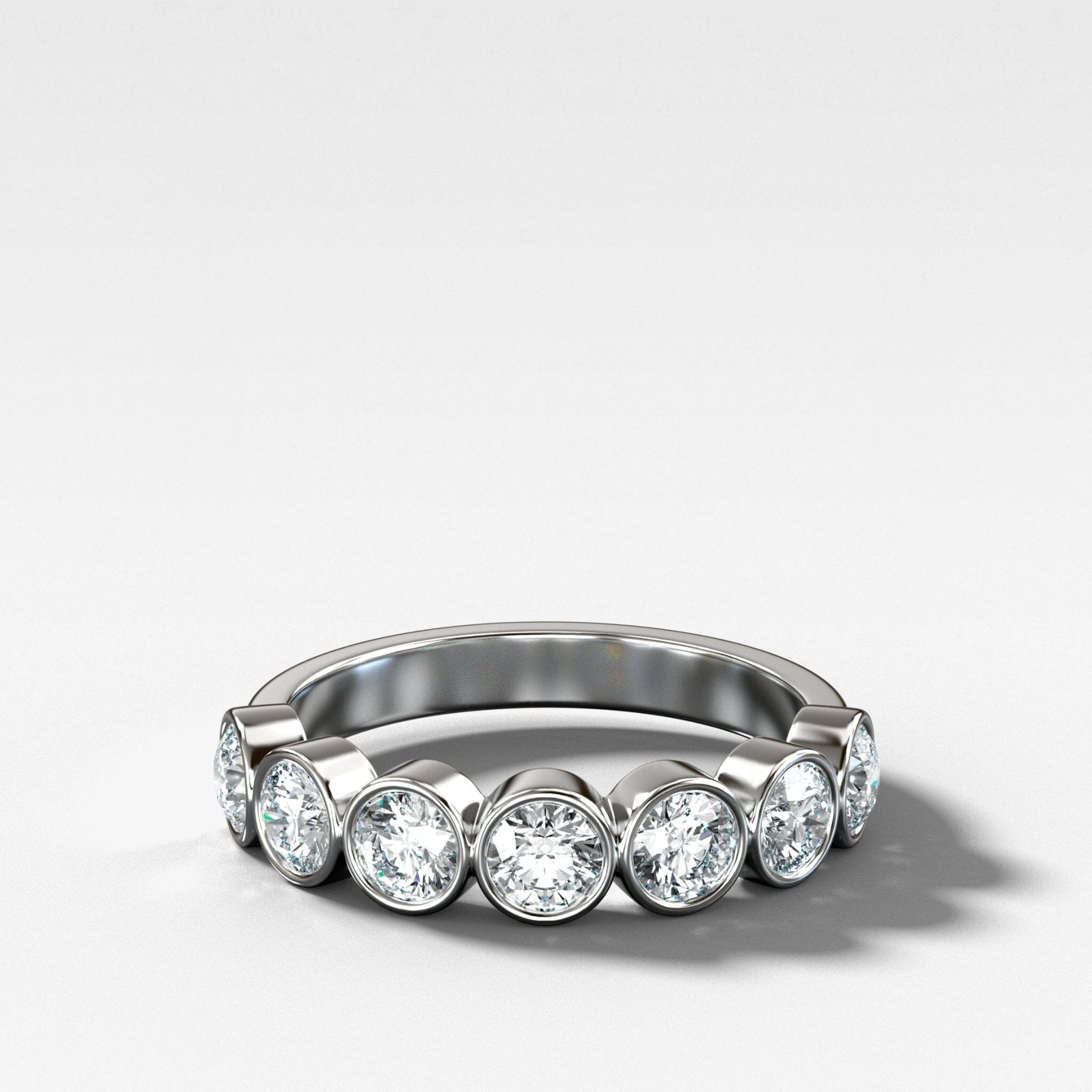 Midi Bezel Set Halfway Wedding Band With Round Cuts