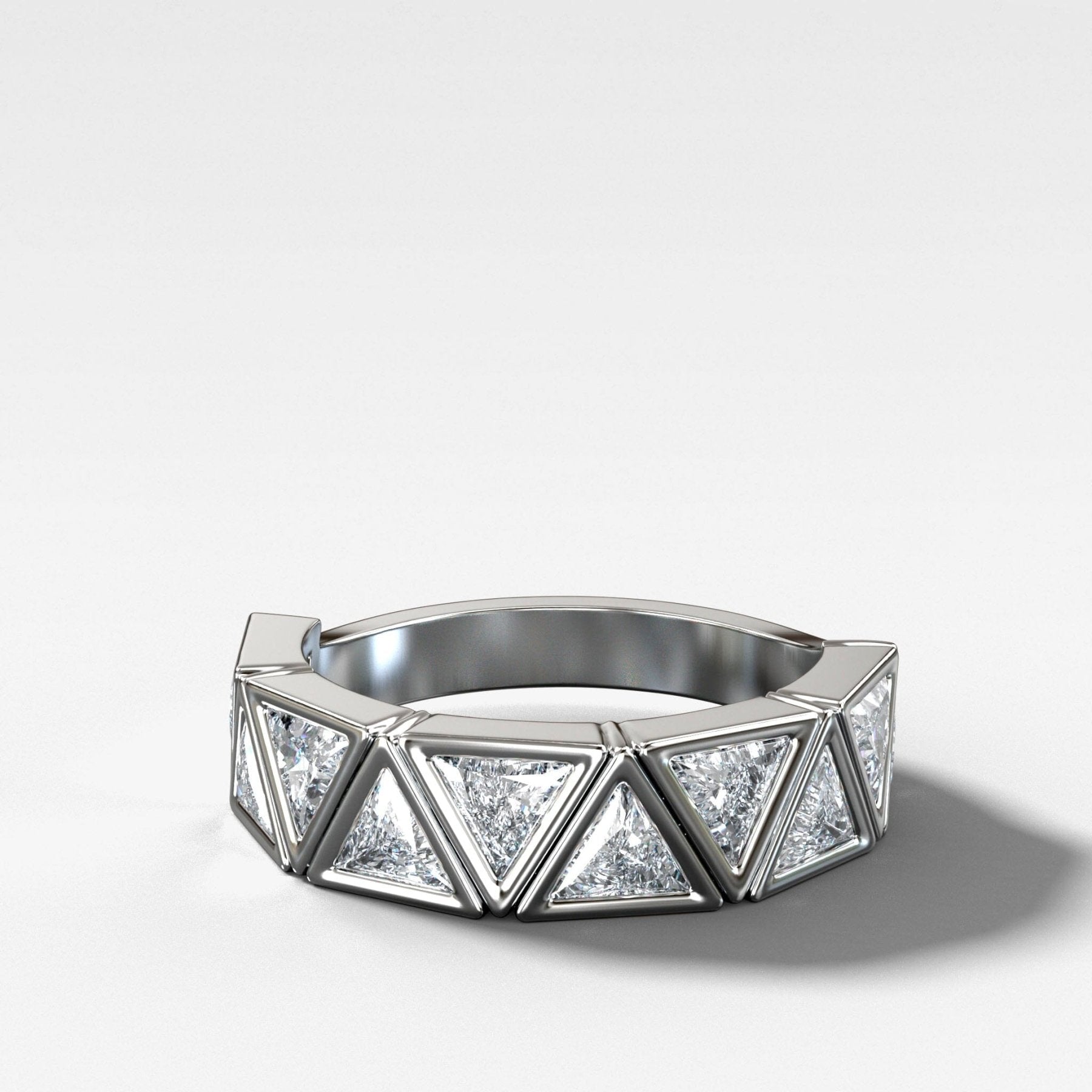 Midi Bezel Set Halfway Wedding Band With Trilliant Cuts Secondary image