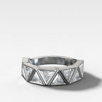 Midi Bezel Set Halfway Wedding Band With Trilliant Cuts