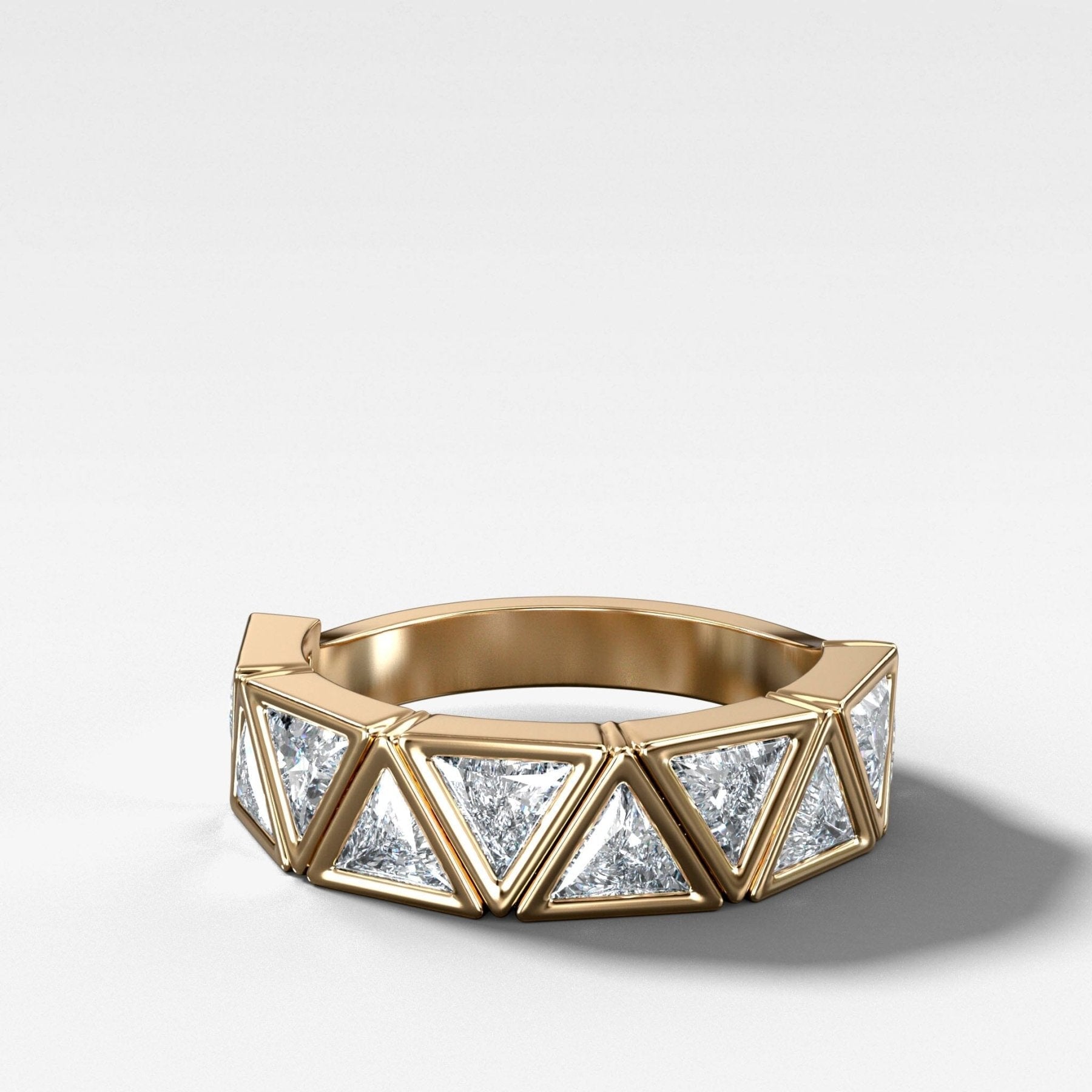 Midi Bezel Set Halfway Wedding Band With Trilliant Cuts Main image