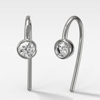Midi Bezel Threader Earrings with Round Cut Diamonds