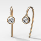 Midi Bezel Threader Earrings with Round Cut Diamonds