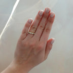 Midi Half Bezel Set Wedding Band With East West Emerald Cuts