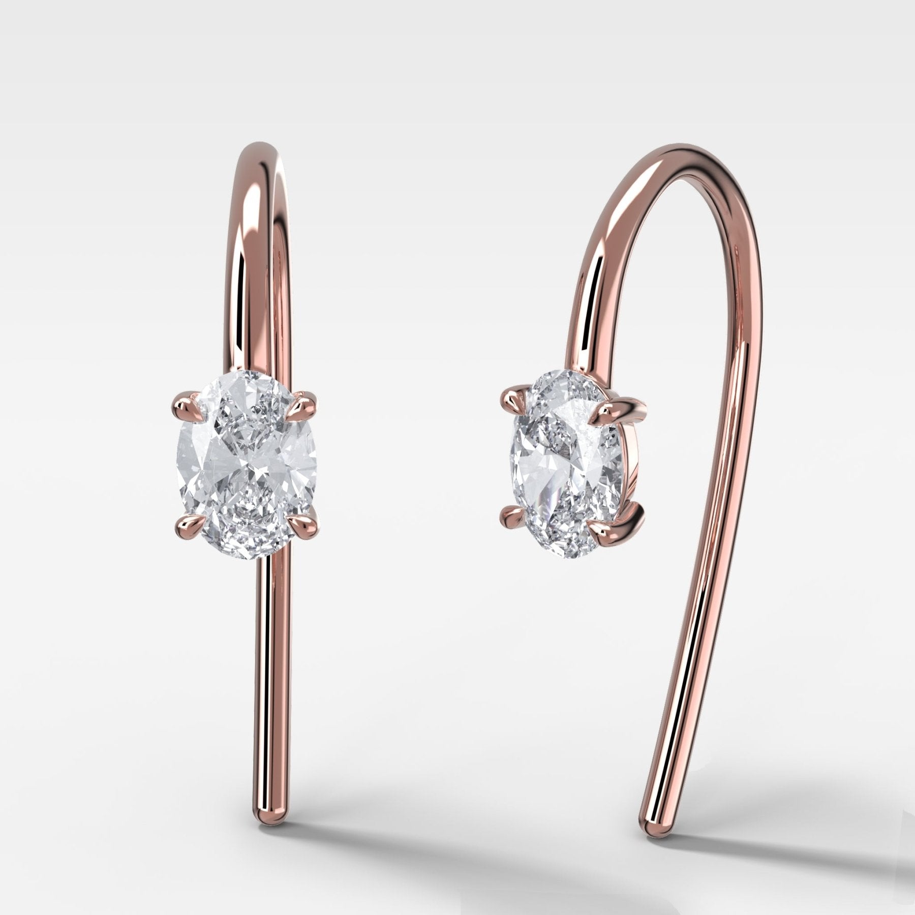Midi Threader Earrings with Oval Cut Diamonds