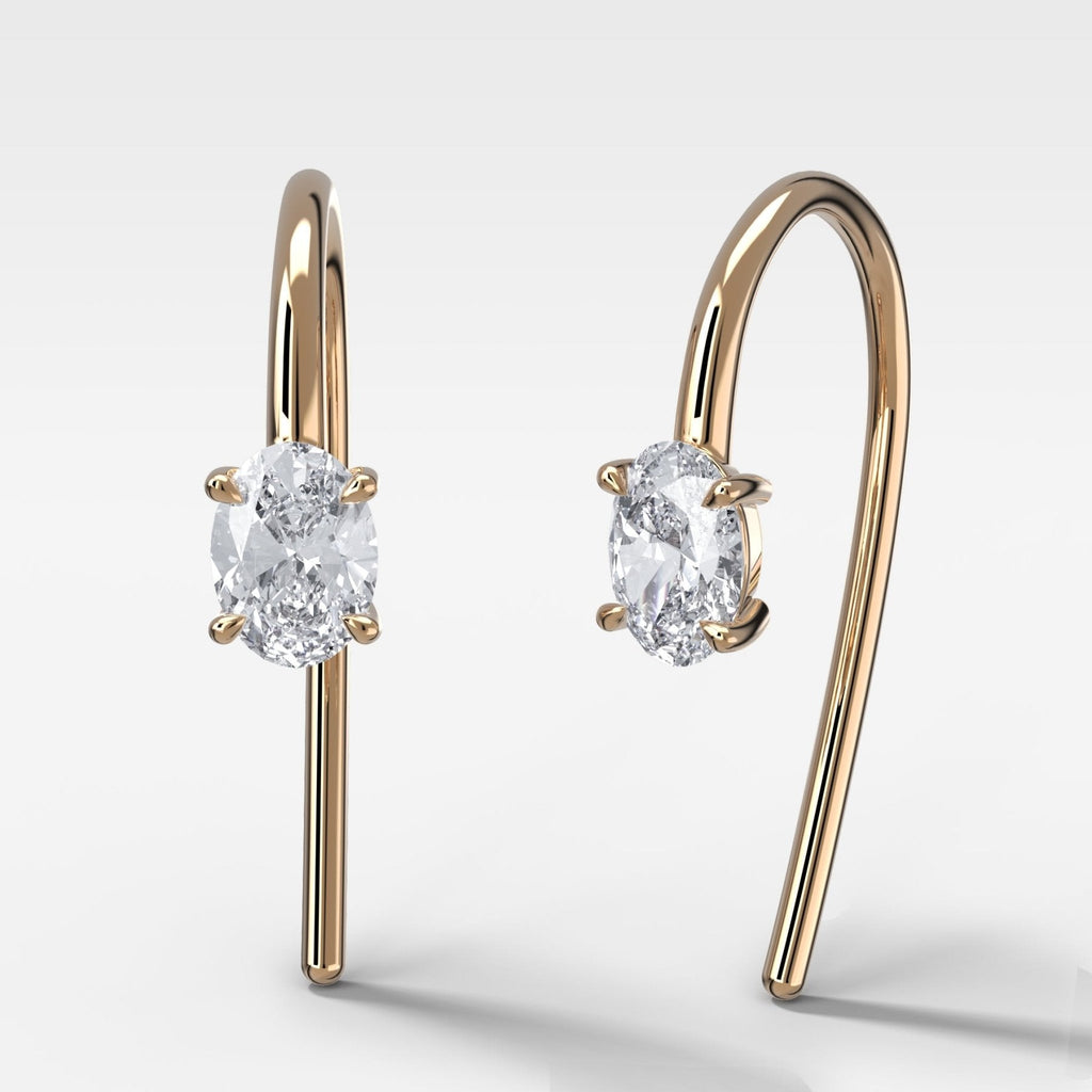 Midi Threader Earrings with Oval Cut Diamonds