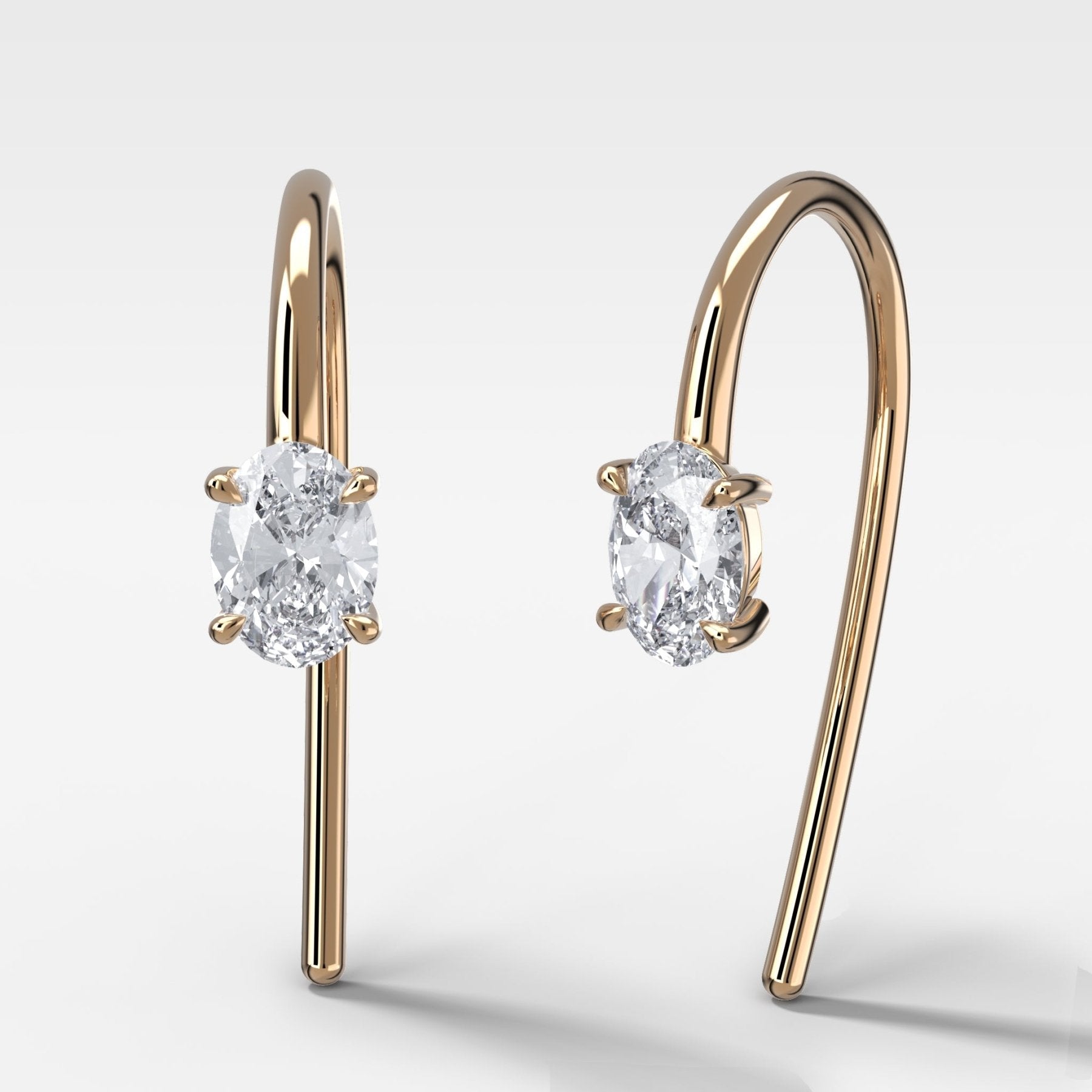 Midi Threader Earrings with Oval Cut Diamonds