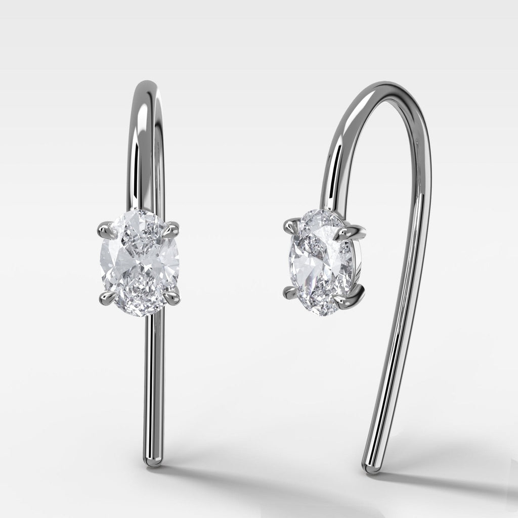 Midi Threader Earrings with Oval Cut Diamonds