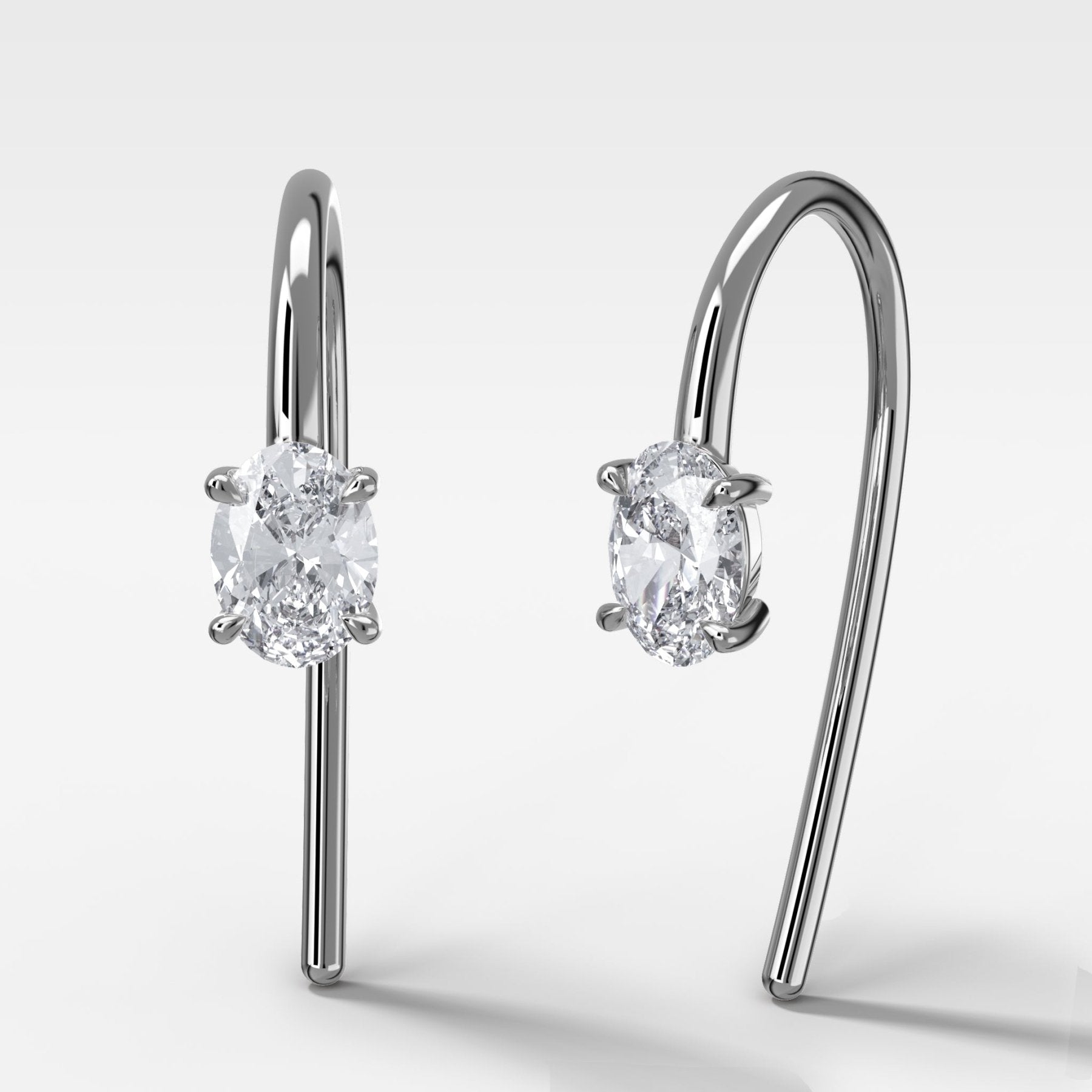 Midi Threader Earrings with Oval Cut Diamonds