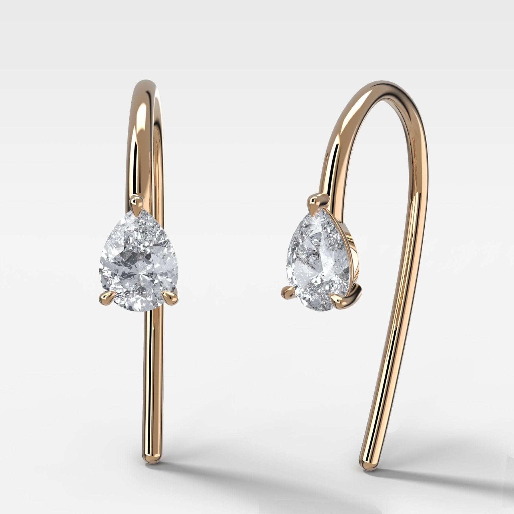 Midi Threader Earrings with Pear Cut Diamonds
