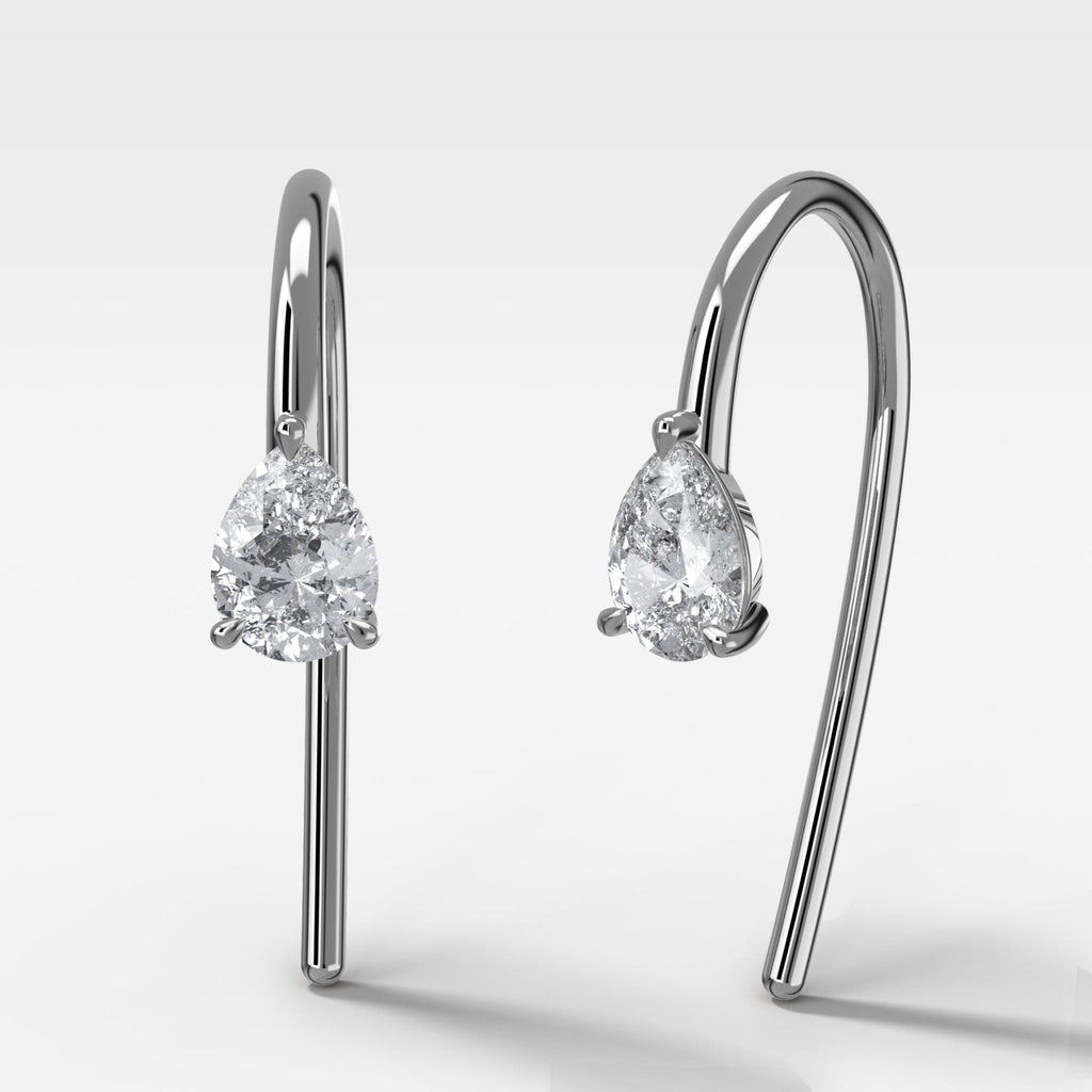 Midi Threader Earrings with Pear Cut Diamonds