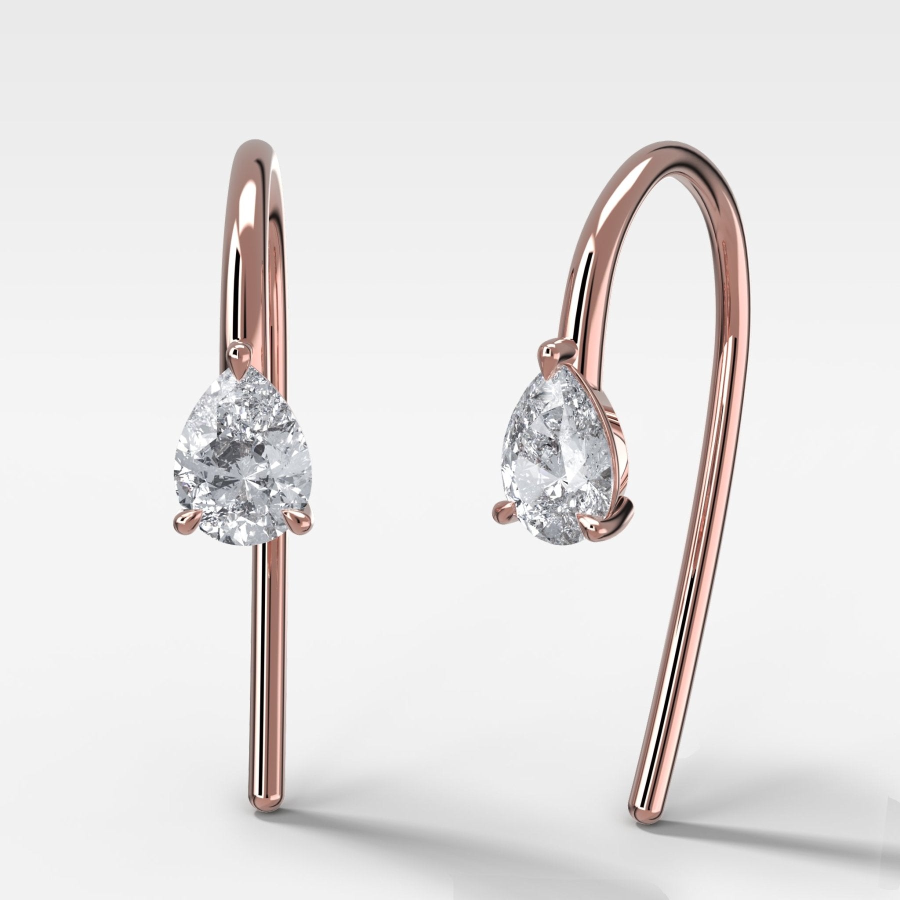 Midi Threader Earrings with Pear Cut Diamonds
