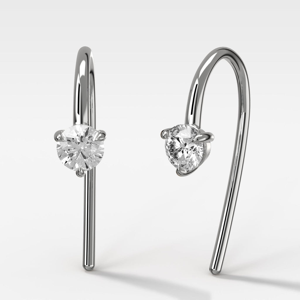 Midi Threader Earrings with Round Cut Diamonds