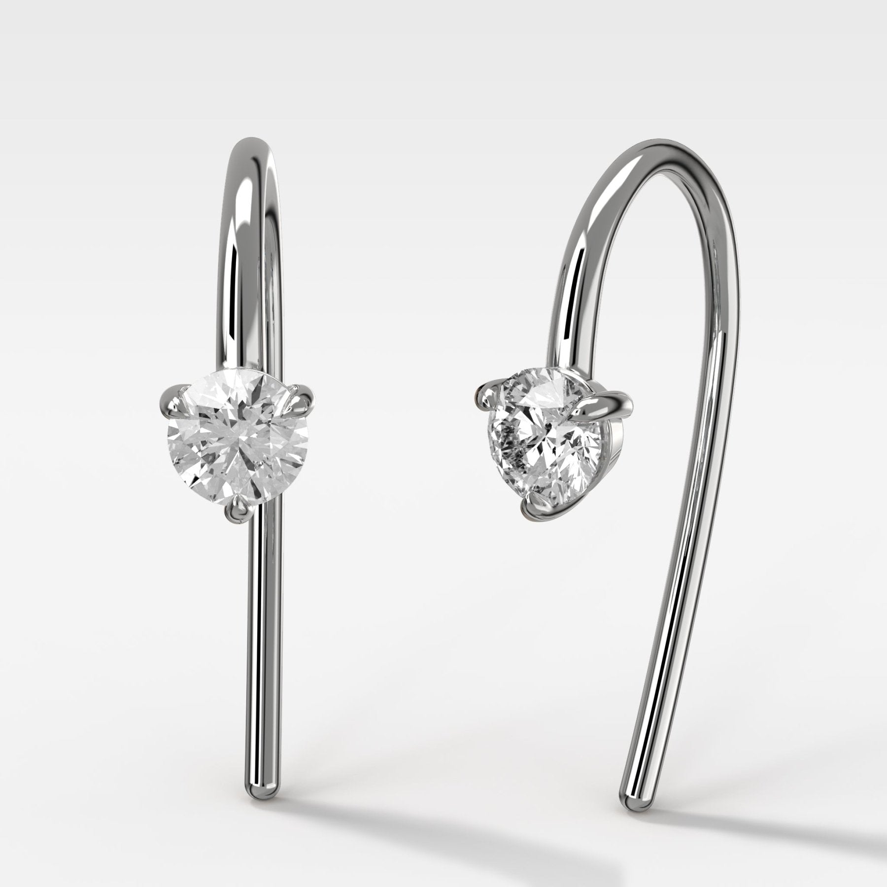 Midi Threader Earrings with Round Cut Diamonds