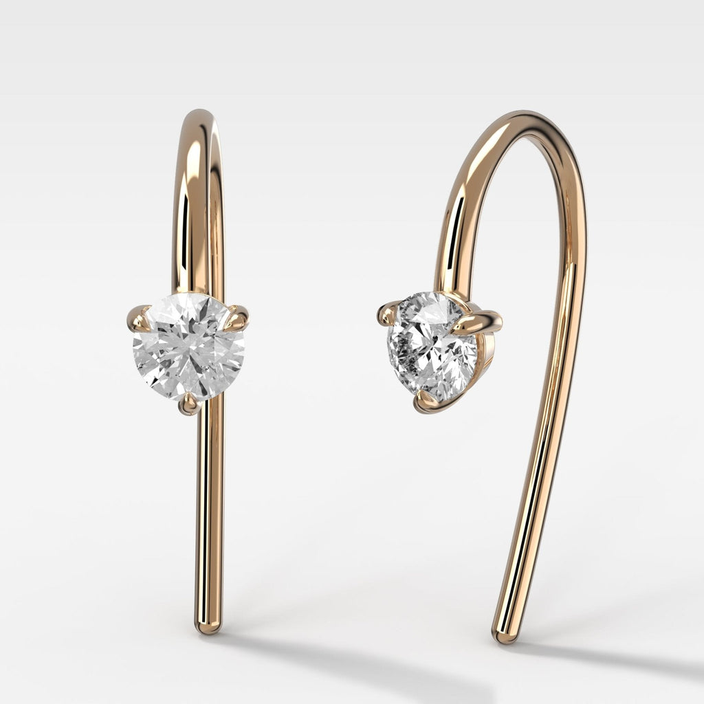 Midi Threader Earrings with Round Cut Diamonds