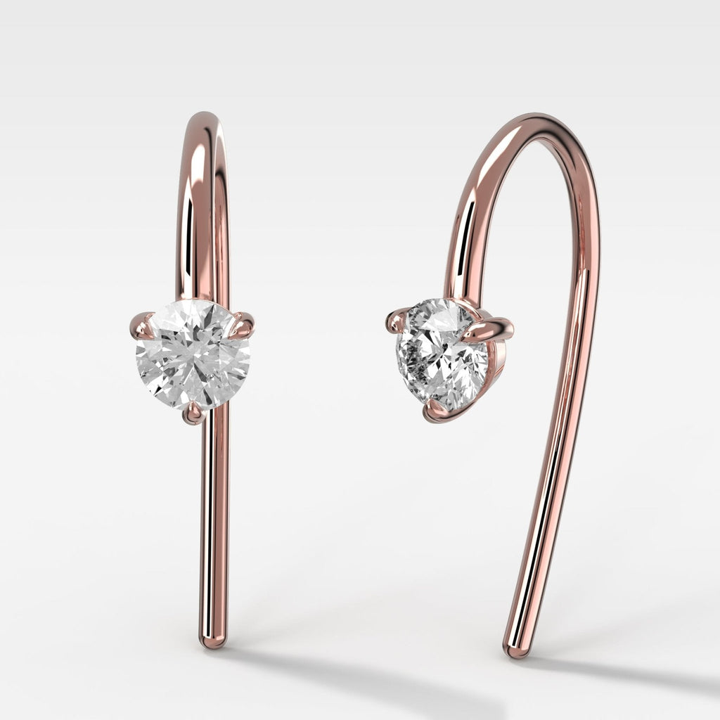 Midi Threader Earrings with Round Cut Diamonds