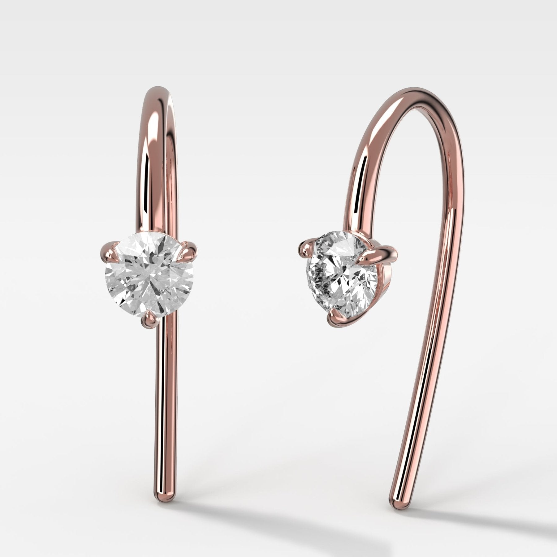 Midi Threader Earrings with Round Cut Diamonds
