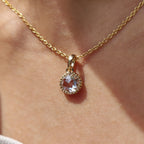 Round Rose Cut moissanite pendant In Solitaire style