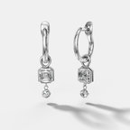 Mini Tiered Bezel Drop Huggies with Asscher Cut Diamonds