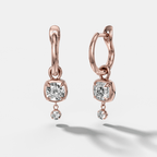 Mini Tiered Bezel Drop Huggies with Cushion Cut Diamonds