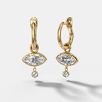 Mini Tiered Bezel Drop Huggies with Marquise Cut Diamonds
