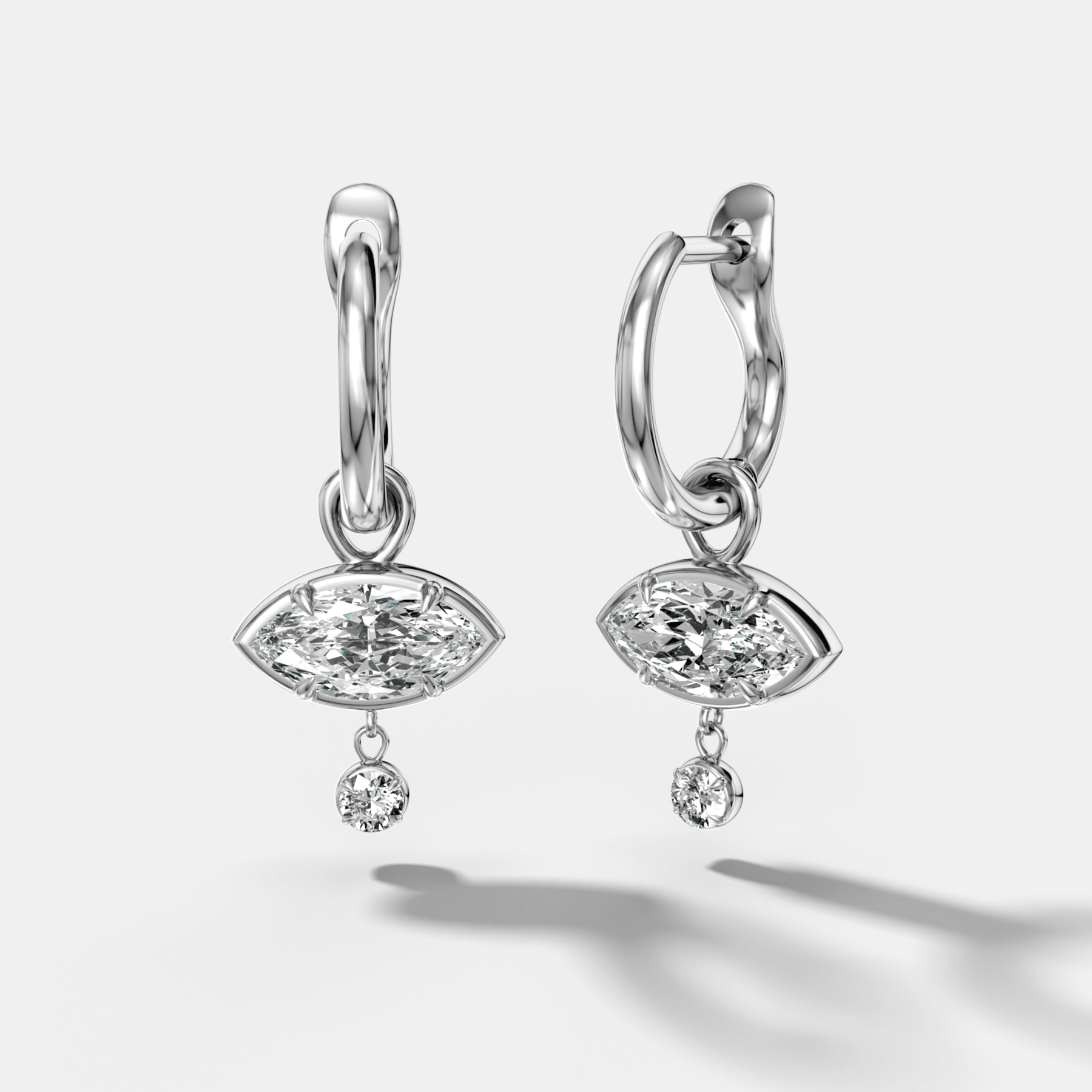 Mini Tiered Bezel Drop Huggies with Marquise Cut Diamonds