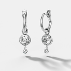 Mini Tiered Bezel Drop Huggies with Round Cut Diamonds