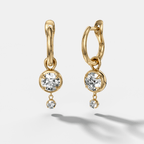 Mini Tiered Bezel Drop Huggies with Round Cut Diamonds