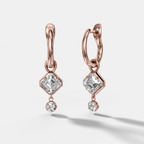 Mini Tiered Bezel Drop Tilted Asscher Cut Diamond Huggies