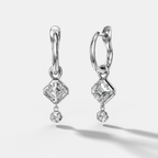 Mini Tiered Bezel Drop Tilted Asscher Cut Diamond Huggies