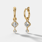 Mini Tiered Bezel Drop Tilted Asscher Cut Diamond Huggies