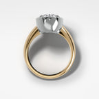 Mixed Metal Club Ring Solitaire Engagement Ring With a Pear Cut Diamond