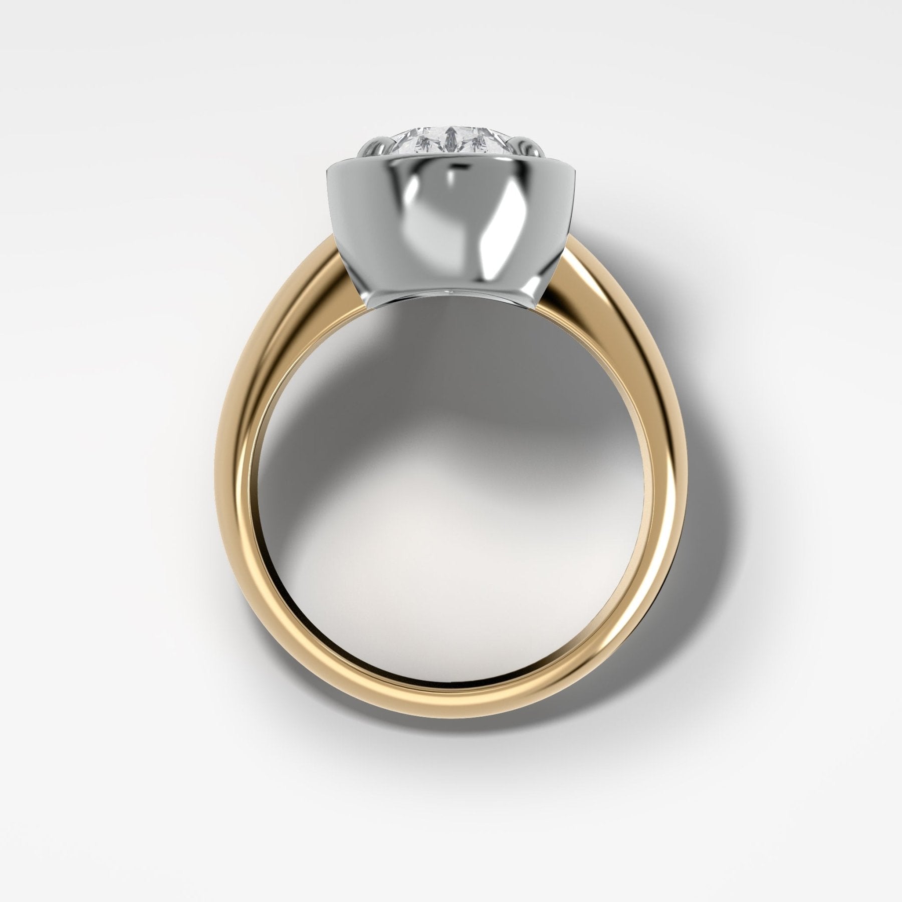 Mixed Metal Club Ring Solitaire Engagement Ring With a Pear Cut Diamond