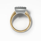 Mixed Metal Club Ring Solitaire Engagement Ring With a Princess Cut Diamond